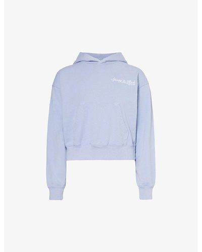 Sporty & Rich Health Club Cropped Cotton-jersey Hoody X - Blue
