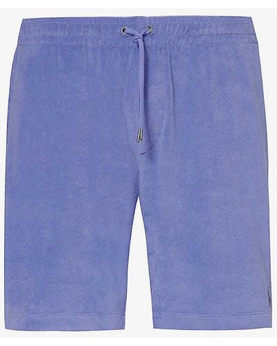 Polo Ralph Lauren Brand-embroidered Terry-texture Cotton-blend Shorts - Blue