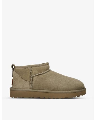UGG Classic Ultra Mini Suede And Shearling Boots - Green