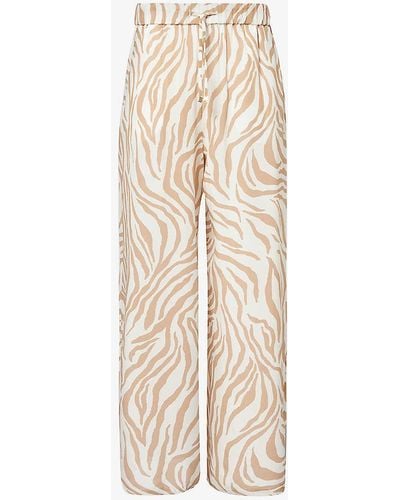 Max Mara Flavia Wide-leg High-rise Silk Trousers - Natural