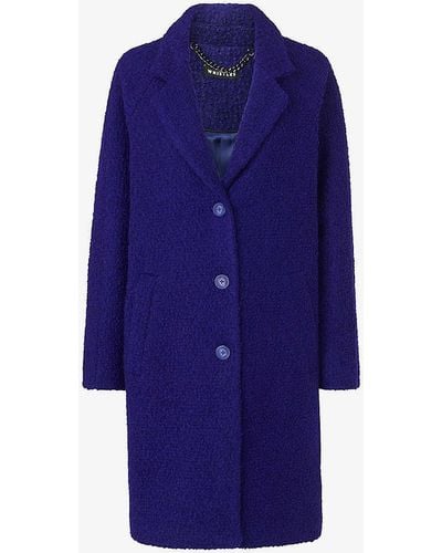 Whistles Anita Relaxed-fit Wool-boucle Coat - Blue