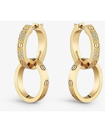 Cartier Love 18ct Yellow-gold And 0.13ct Diamond Hoop Earrings - Metallic