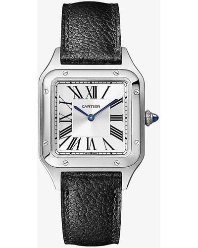 Cartier Crwssa0023 Santos-dumont Small Model Stainless- And Leather Quartz Watch - White
