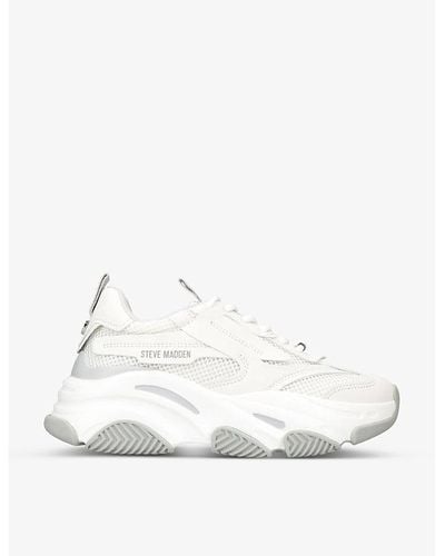 Steve Madden Possession Chunky-soled Mesh And Faux-leather Sneakers - White
