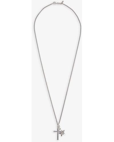 Emanuele Bicocchi Star And Cross Sterling-silver Pendant Necklace - Metallic