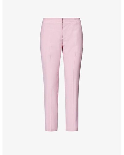 Alexander McQueen Slim-leg Mid-rise Cropped Woven Pants - Pink