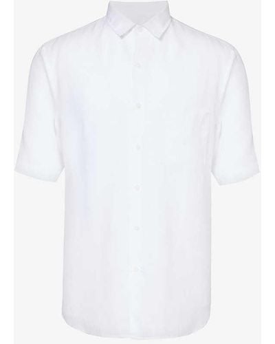 Sunspel Short-sleeved Regular-fit Linen Shirt Xx - White