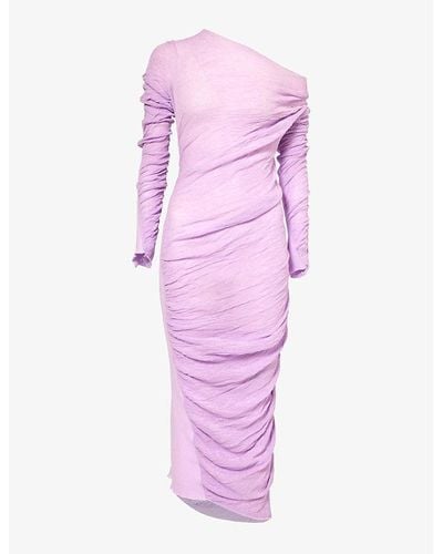 Issey Miyake Ambiguous High-neck Cotton-blend Knit Mini Dress - Purple