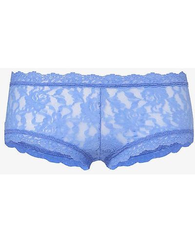 Hanky Panky Signature Mid-rise Lace Boyshort Briefs - Blue