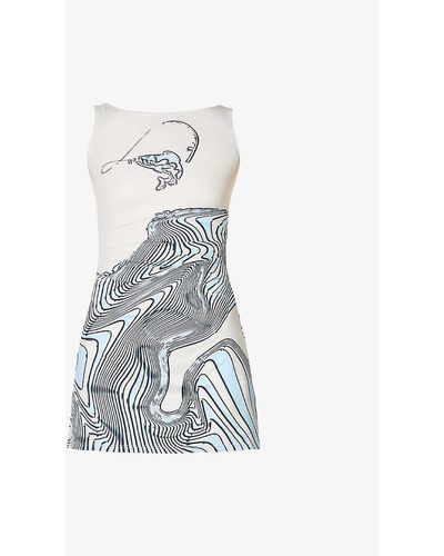 Maisie Wilen Software Pattern-printed Slim-fit Stretch-woven Mini Dress - White