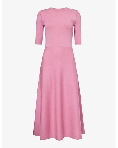 Gabriela Hearst Seymore Flared-hem Wool-blend Midi Dress - Pink