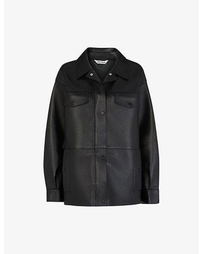 Whistles Patch-pocket Leather Jacket - Black