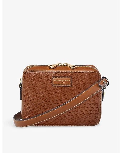Aspinal of London Interwoven Leather Camera Bag - Brown