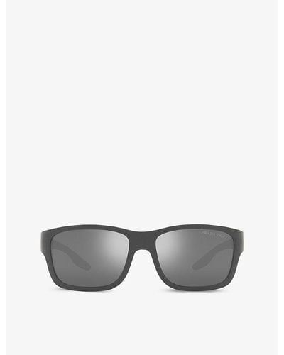 Prada Linea Rossa Ps 01ws Square-frame Acetate Sunglasses - Gray