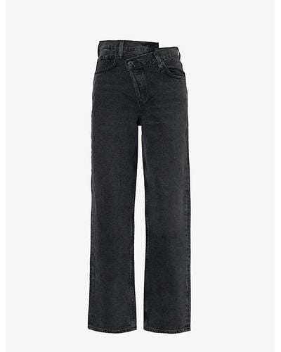 Agolde Criss Cross Straight-leg High-rise Organic-denim Jeans - Black