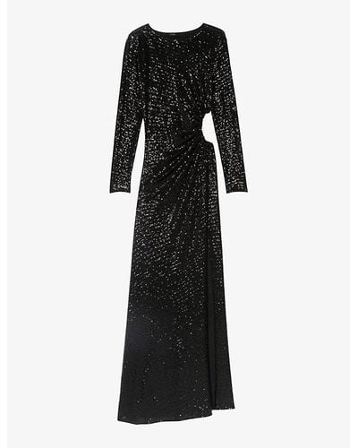 Maje Rilexisa Sequin-embellished Stretch-woven Maxi Dress - Black