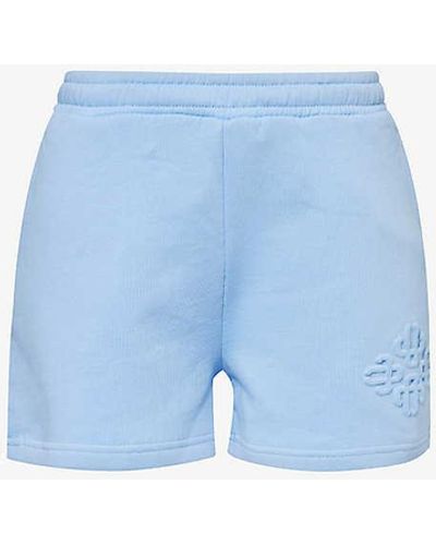 The Couture Club Logo-embossed Cotton-jersey Shorts - Blue