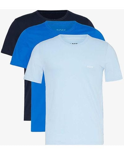 BOSS Pack Of Three Cotton-jersey T-shirts X - Blue