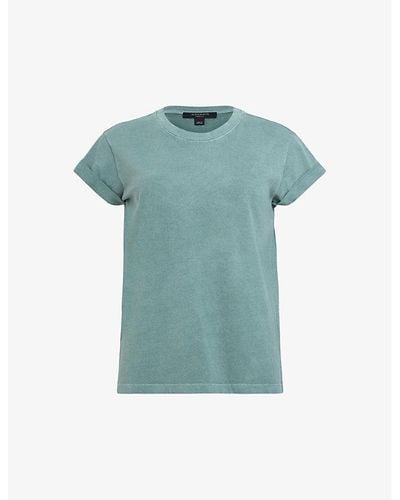 AllSaints Anna Round-neck Short-sleeve Organic-cotton T-shirt - Blue