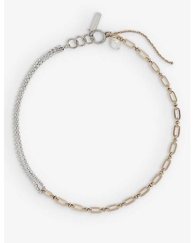 Justine Clenquet Jamie Asymmetrical Palladium And 24ct Yellow Gold-plated Brass Choker Necklace - Metallic