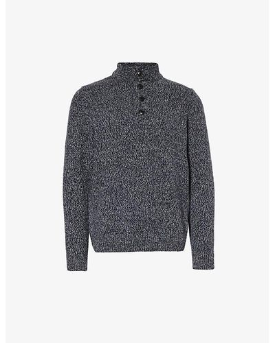 Barbour Button-fastened Regular-fit Cotton And Wool-blend Jumper - Grey