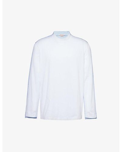 Marni Contrast-stripe Relaxed-fit Cotton-jersey T-shirt - White