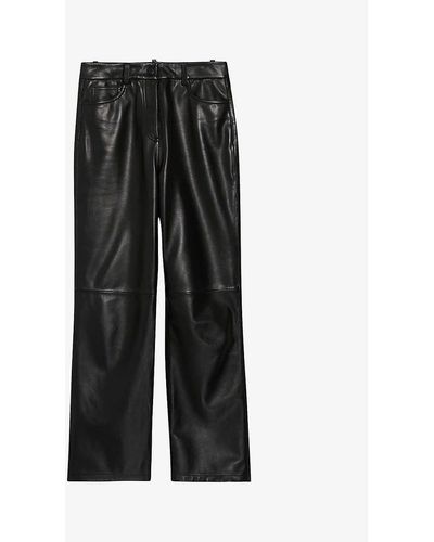 Claudie Pierlot Regular-fit High-rise Leather Pants - Black