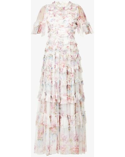 Needle & Thread Floral Wonder Ruffled Woven Gown - Multicolor