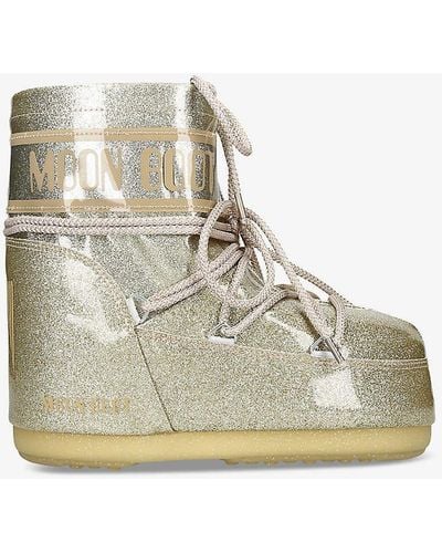 Moon Boot Icon Low Glitter-embellished Woven Snow Boots - Natural