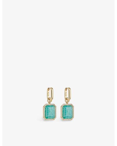 Astley Clarke Ottima 18ct Yellow Gold-plated Vermeil Sterling Silver, Amazonite And White Sapphire Drop Earrings - Blue