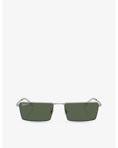 Ray-Ban Rb3741 Emy Rectangular-frame Metal Sunglasses - Green