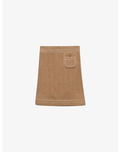 Prada Patch-pocket Mid-rise Cotton Mini Skirt - Natural