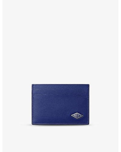 Cartier Losange Logo-plaque Leather And Palladium Card Holder - Blue