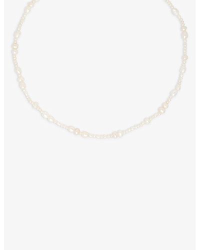 Astrid & Miyu Serenity Beaded -toned Brass And Freshwater Pearl Necklace - White