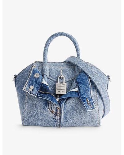 Givenchy Antigona Lock Mini Boyfriend Denim Top-handle Bag - Blue