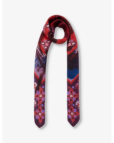 Dianora Salviati Patterned Square Silk Scarf - Red