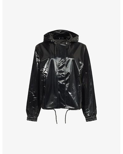 Rains Drawstring-hood Coat Shell Jacket - Black