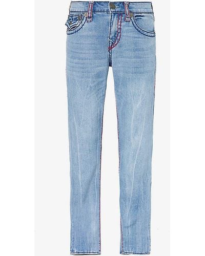 True Religion Ricky Tapered-leg Mid-rise Denim-blend Jeans - Blue
