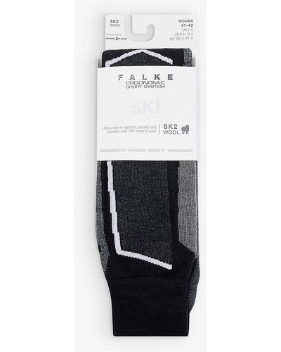 FALKE Sk2 Intermediate Contrast-panel Wool-blend Knee-length Socks - White