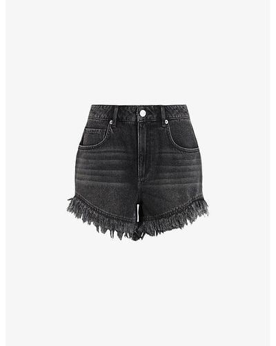 AllSaints Astrid High-rise Frayed-hem Denim Shorts - Black