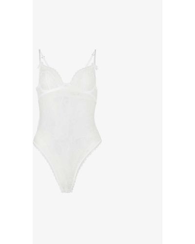 Agent Provocateur Hinda Sheer Stretch-lace Body - White