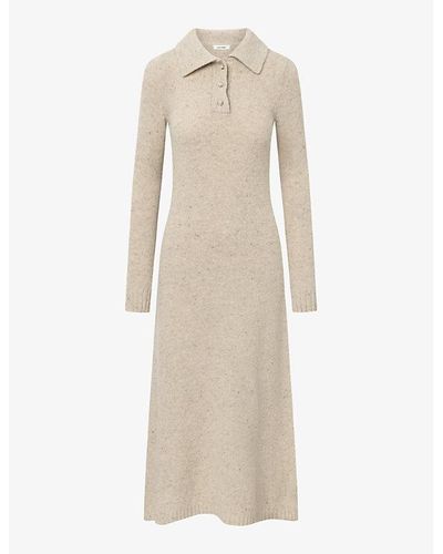 Nué Notes Wesly Polo Collar Wool-blend Knitted Dress - Natural