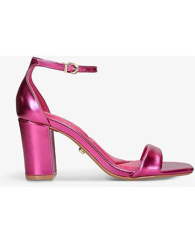 Carvela Kurt Geiger Second Skin 70 2 Open-toe Block-heel Faux-leather Sandals - Pink