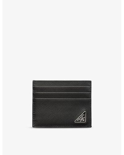 Prada Triangle-plaque Leather Card Holder - Black