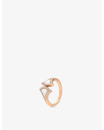 BVLGARI Diva's Dream 18ct Rose-gold, Mother-of-pearl And 0.17ct Brilliant-cut Diamond Ring - White