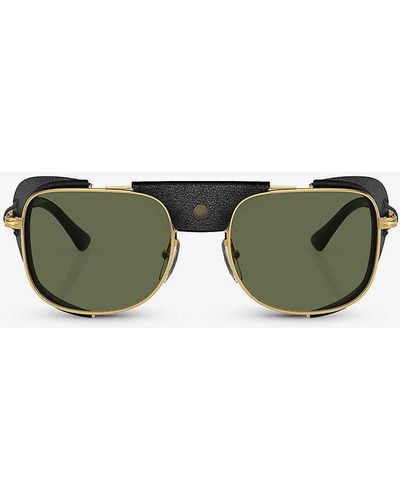 Persol Po1013sz Rectangle-frame Metal Sunglasses - Green
