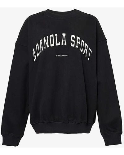 ADANOLA Oversized-fit Logo-embroidered Organic-cotton Sweatshirt - Black