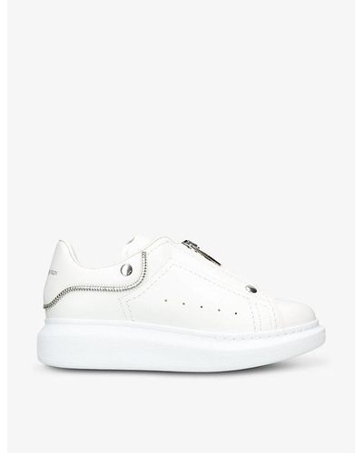 Alexander McQueen Runway Zip-up Leather Low-top Sneakers - White