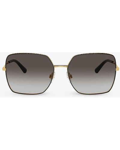 Dolce & Gabbana Dg2242 Square-frame Metal Sunglasses - Grey