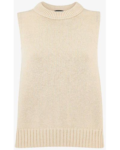 Whistles Indie Round-neck Ribbed Cotton Vest - White